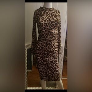 Leopard Print Long Sleeve Dress